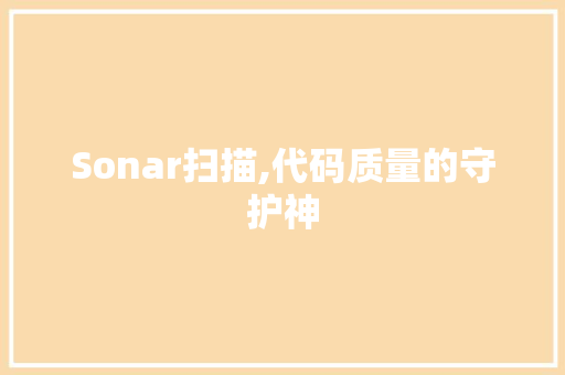 Sonar扫描,代码质量的守护神