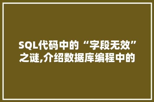 SQL代码中的“字段无效”之谜,介绍数据库编程中的常见错误与防范措施