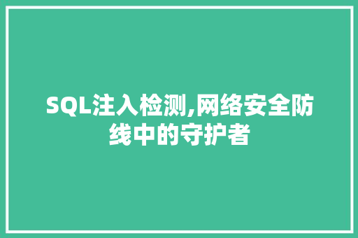 SQL注入检测,网络安全防线中的守护者