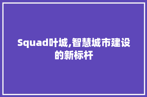 Squad叶城,智慧城市建设的新标杆