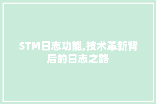 STM日志功能,技术革新背后的日志之路