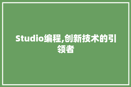 Studio编程,创新技术的引领者