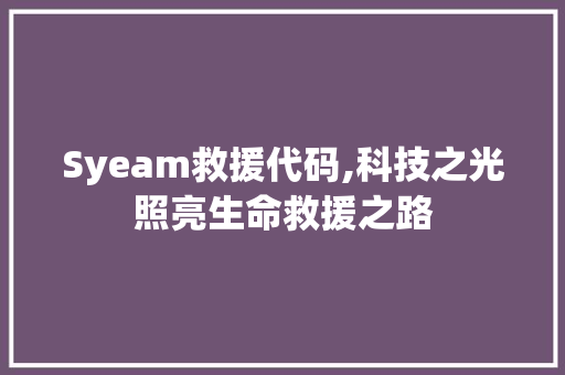 Syeam救援代码,科技之光照亮生命救援之路