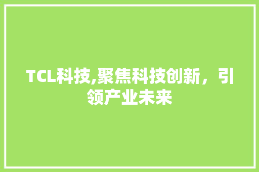 TCL科技,聚焦科技创新，引领产业未来