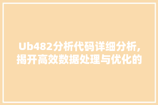 Ub482分析代码详细分析,揭开高效数据处理与优化的秘密