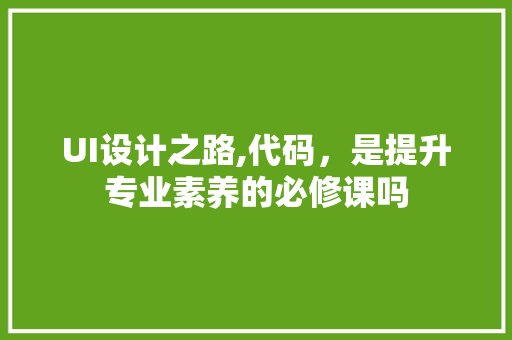 UI设计之路,代码，是提升专业素养的必修课吗