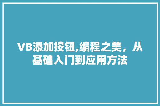 VB添加按钮,编程之美，从基础入门到应用方法