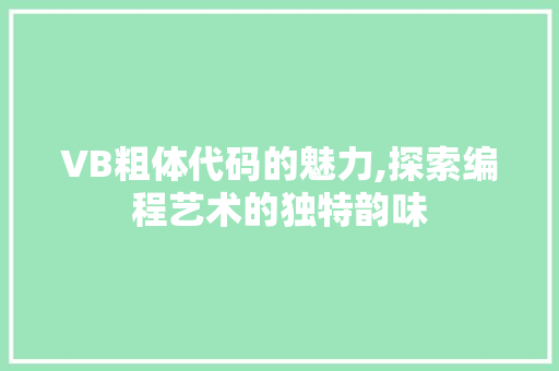 VB粗体代码的魅力,探索编程艺术的独特韵味