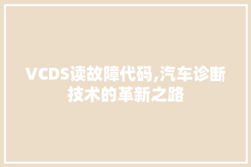 VCDS读故障代码,汽车诊断技术的革新之路