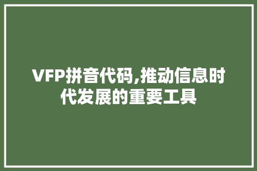 VFP拼音代码,推动信息时代发展的重要工具