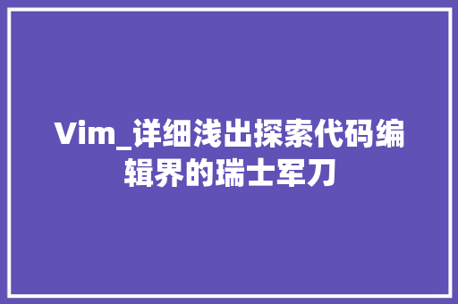 Vim_详细浅出探索代码编辑界的瑞士军刀