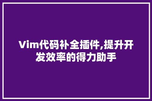 Vim代码补全插件,提升开发效率的得力助手