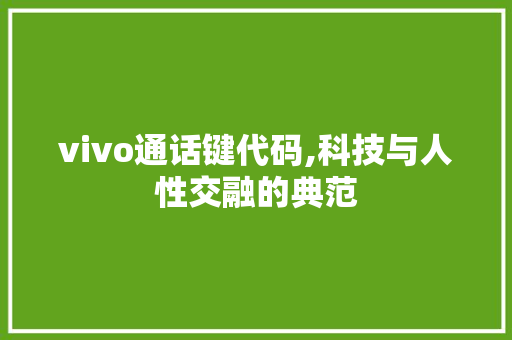 vivo通话键代码,科技与人性交融的典范