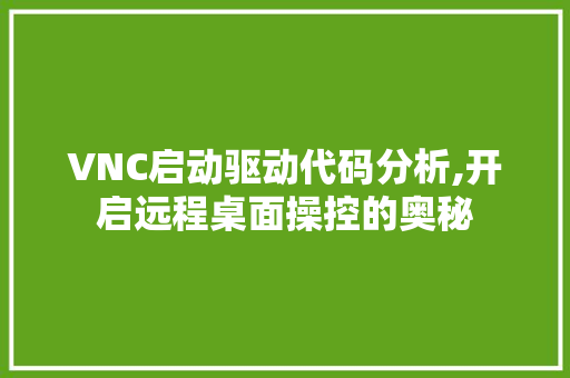 VNC启动驱动代码分析,开启远程桌面操控的奥秘