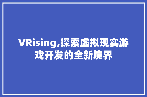 VRising,探索虚拟现实游戏开发的全新境界