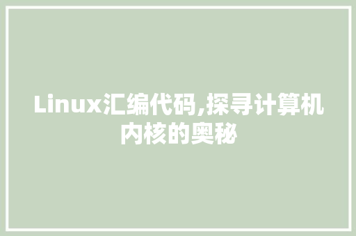 Linux汇编代码,探寻计算机内核的奥秘