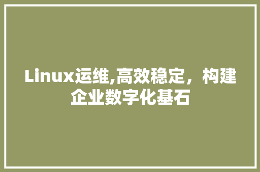 Linux运维,高效稳定，构建企业数字化基石