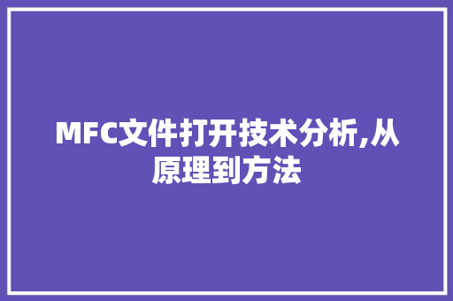 MFC文件打开技术分析,从原理到方法