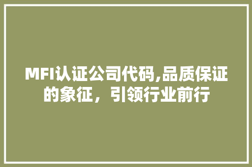 MFI认证公司代码,品质保证的象征，引领行业前行