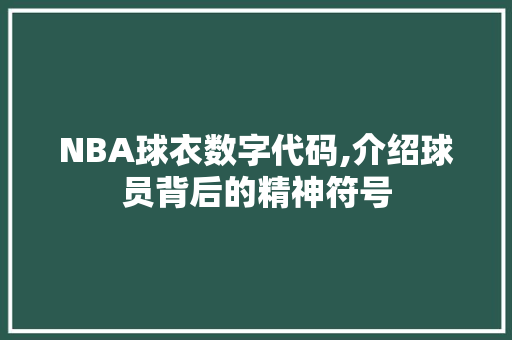 NBA球衣数字代码,介绍球员背后的精神符号