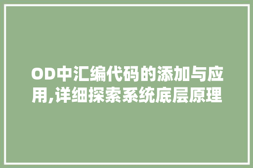 OD中汇编代码的添加与应用,详细探索系统底层原理