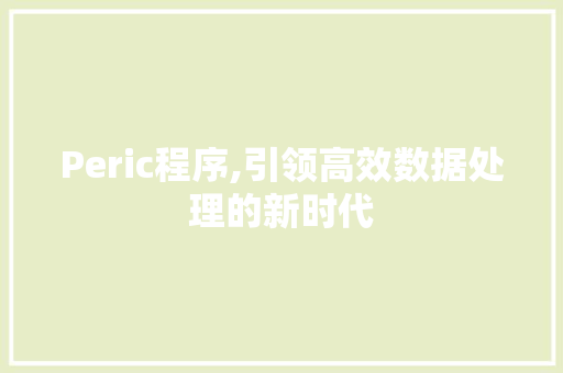 Peric程序,引领高效数据处理的新时代