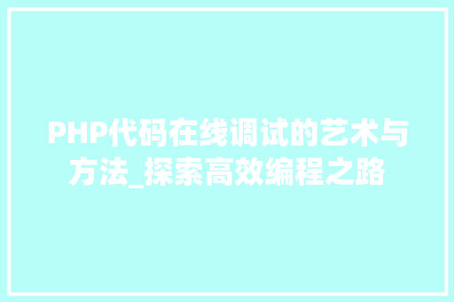 PHP代码在线调试的艺术与方法_探索高效编程之路