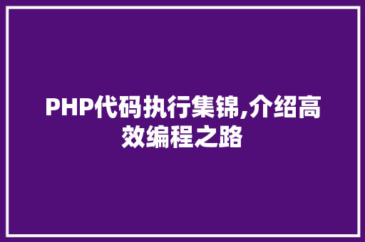 PHP代码执行集锦,介绍高效编程之路