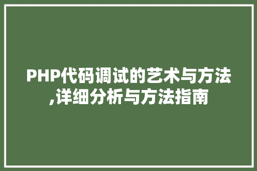 PHP代码调试的艺术与方法,详细分析与方法指南