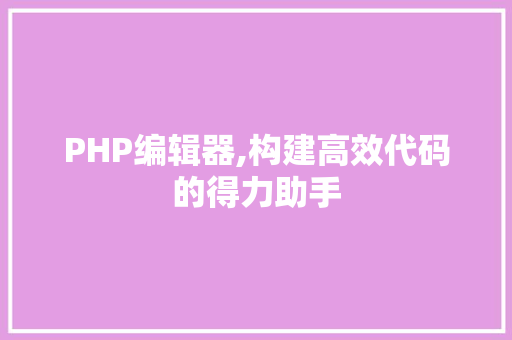 PHP编辑器,构建高效代码的得力助手