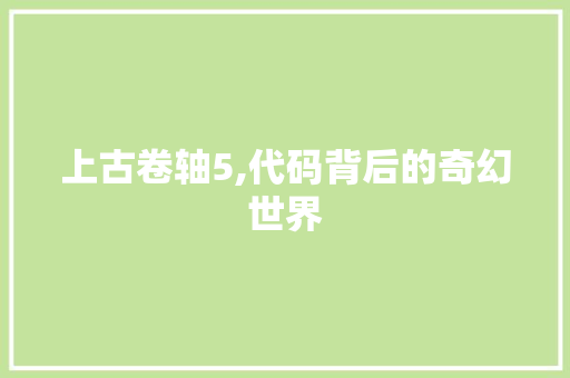 上古卷轴5,代码背后的奇幻世界