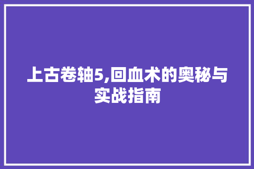 上古卷轴5,回血术的奥秘与实战指南