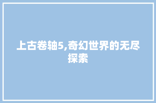 上古卷轴5,奇幻世界的无尽探索