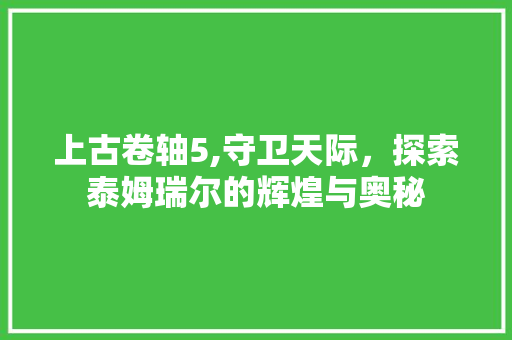 上古卷轴5,守卫天际，探索泰姆瑞尔的辉煌与奥秘