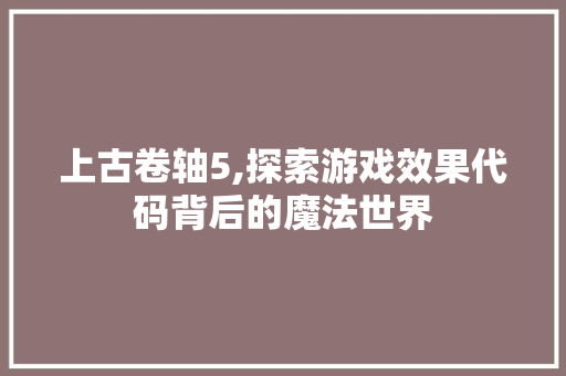 上古卷轴5,探索游戏效果代码背后的魔法世界