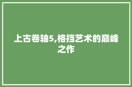 上古卷轴5,格挡艺术的巅峰之作