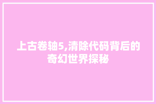 上古卷轴5,清除代码背后的奇幻世界探秘