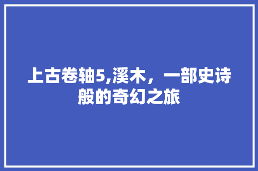 上古卷轴5,溪木，一部史诗般的奇幻之旅