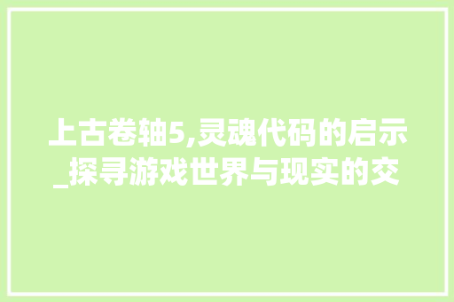 上古卷轴5,灵魂代码的启示_探寻游戏世界与现实的交融