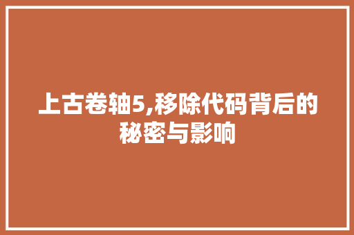 上古卷轴5,移除代码背后的秘密与影响