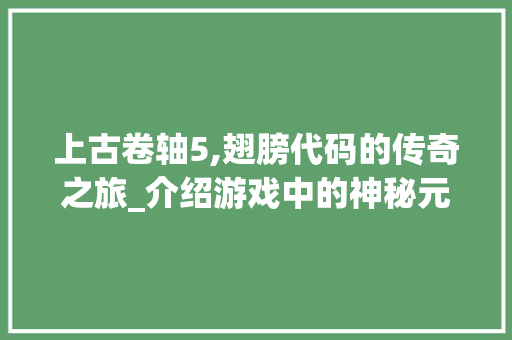 上古卷轴5,翅膀代码的传奇之旅_介绍游戏中的神秘元素