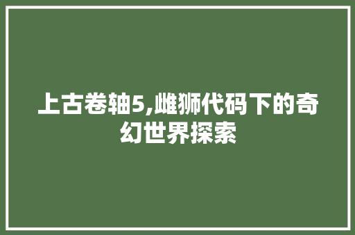 上古卷轴5,雌狮代码下的奇幻世界探索