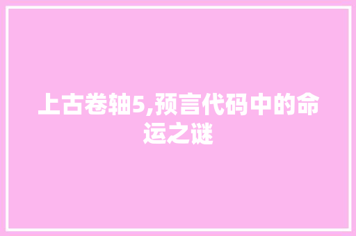 上古卷轴5,预言代码中的命运之谜