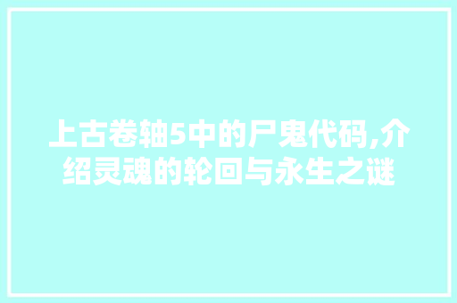 上古卷轴5中的尸鬼代码,介绍灵魂的轮回与永生之谜