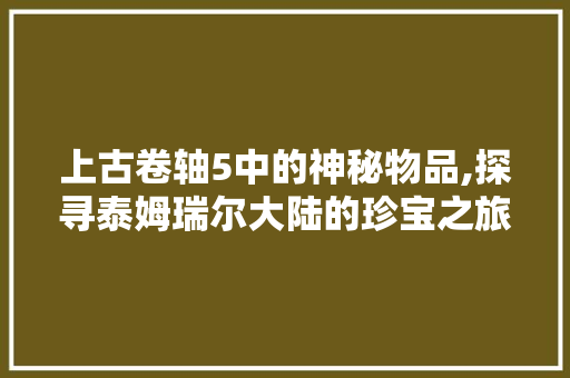 上古卷轴5中的神秘物品,探寻泰姆瑞尔大陆的珍宝之旅