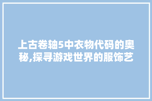 上古卷轴5中衣物代码的奥秘,探寻游戏世界的服饰艺术