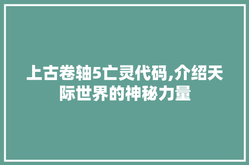 上古卷轴5亡灵代码,介绍天际世界的神秘力量