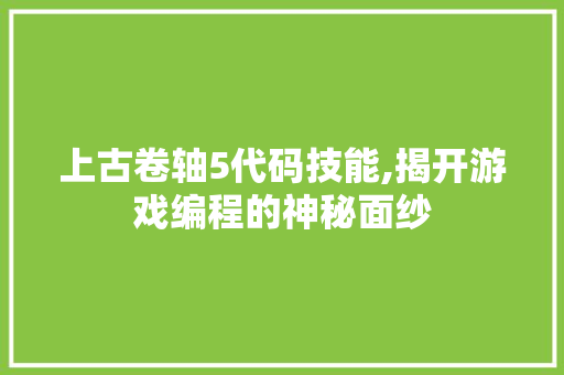 上古卷轴5代码技能,揭开游戏编程的神秘面纱