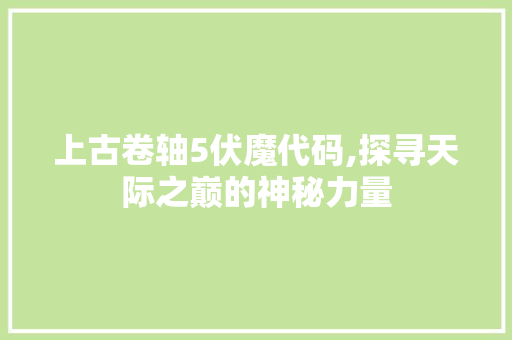 上古卷轴5伏魔代码,探寻天际之巅的神秘力量