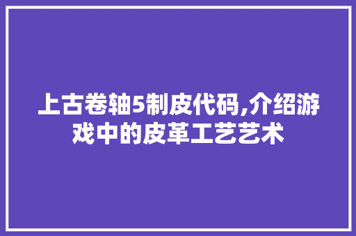 上古卷轴5制皮代码,介绍游戏中的皮革工艺艺术